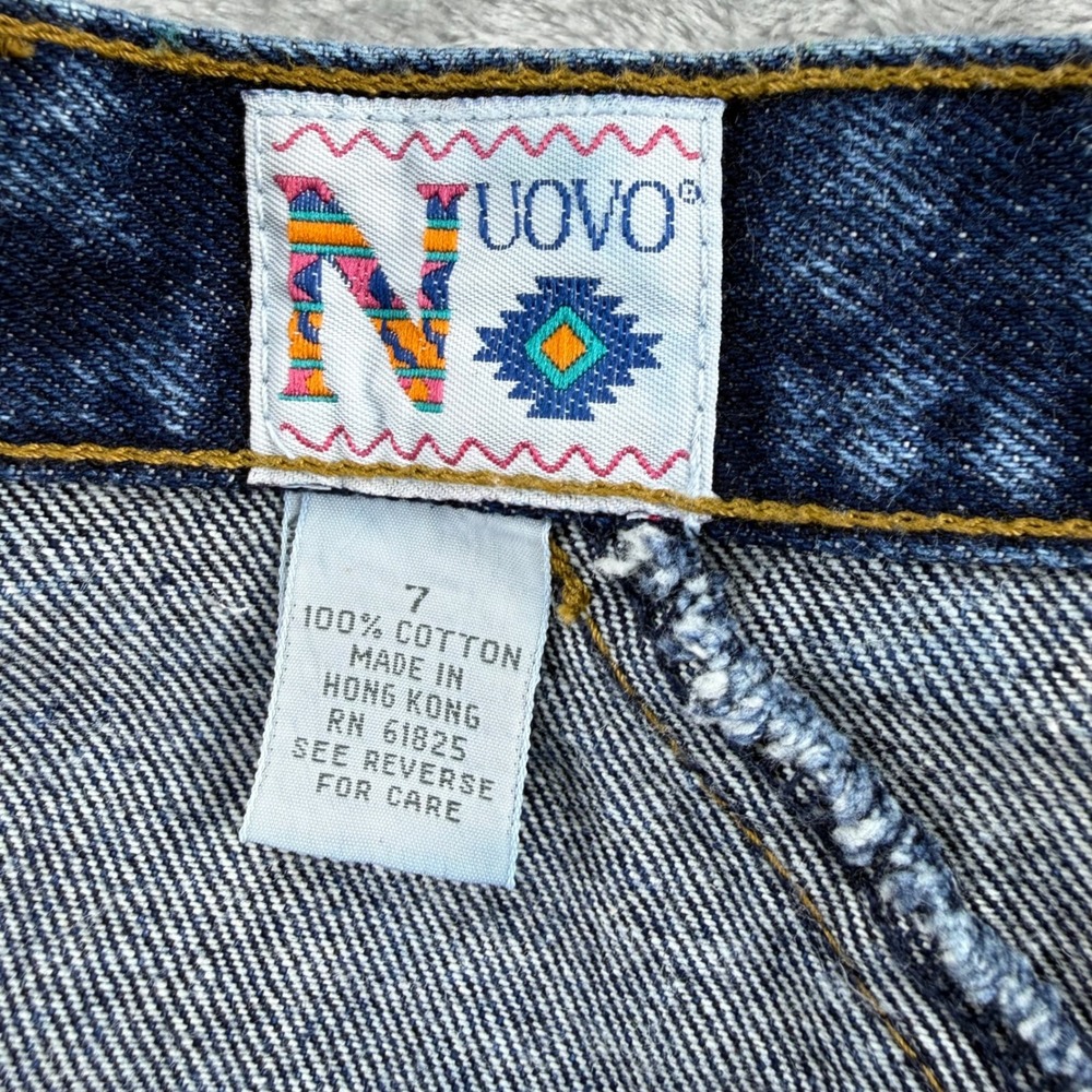 Vintage Nuovo Acid Wash Denim Mini Skirt High Waisted Western Yoke Blue Size 7 - Picture 4 of 16